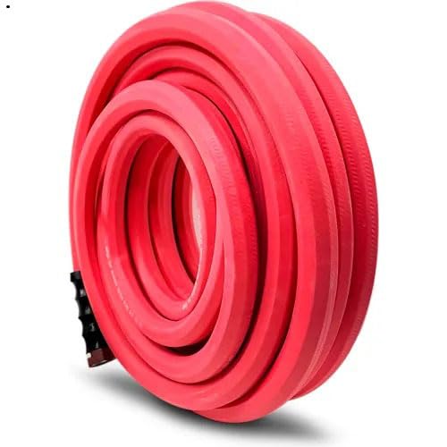 5/8 Inch x 100 Foot Heavy-Duty Rubber Water Hose with Brass GHT Fittings F274513