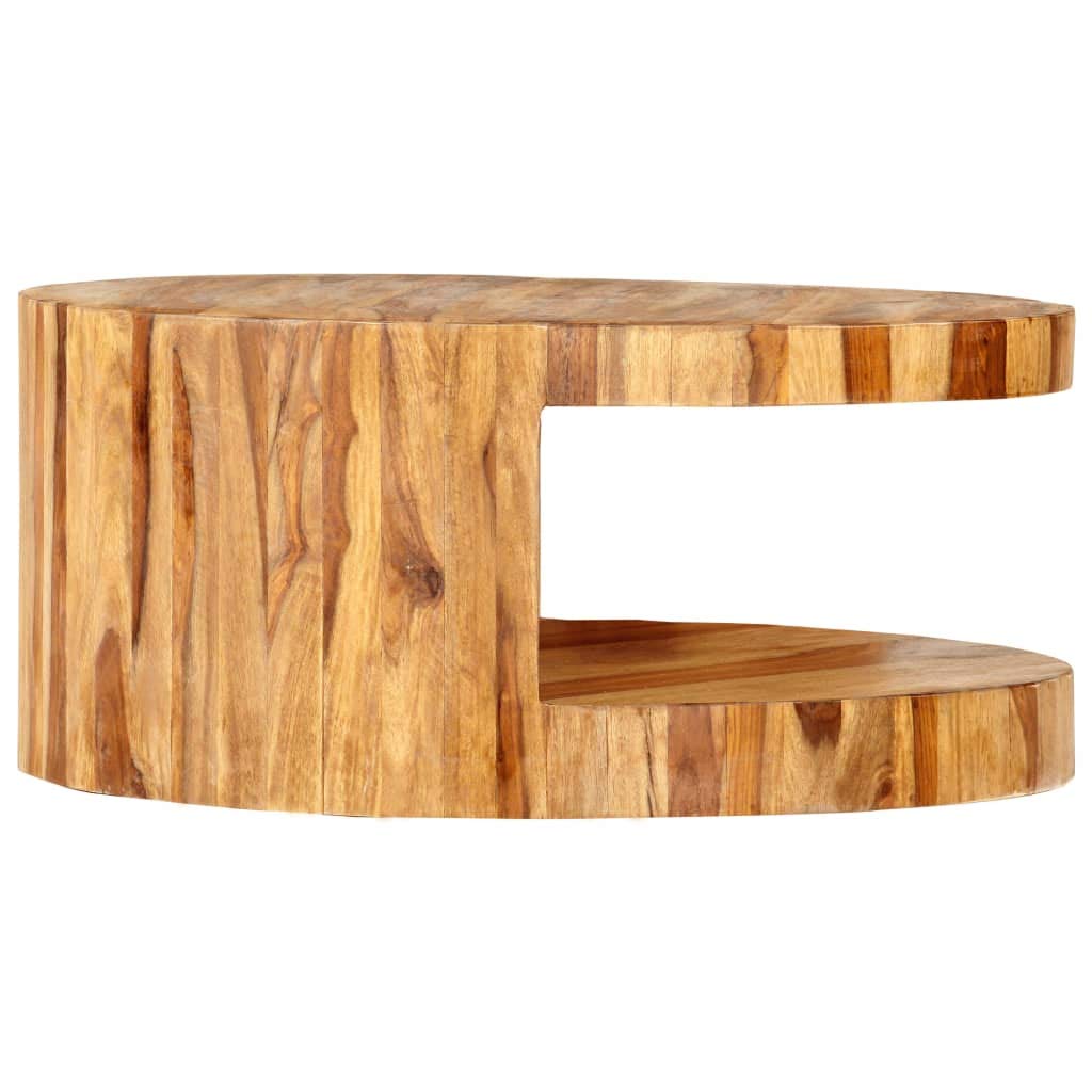 Round Coffee Table 25.6"x11.8" Solid Sheesham Wood O2030