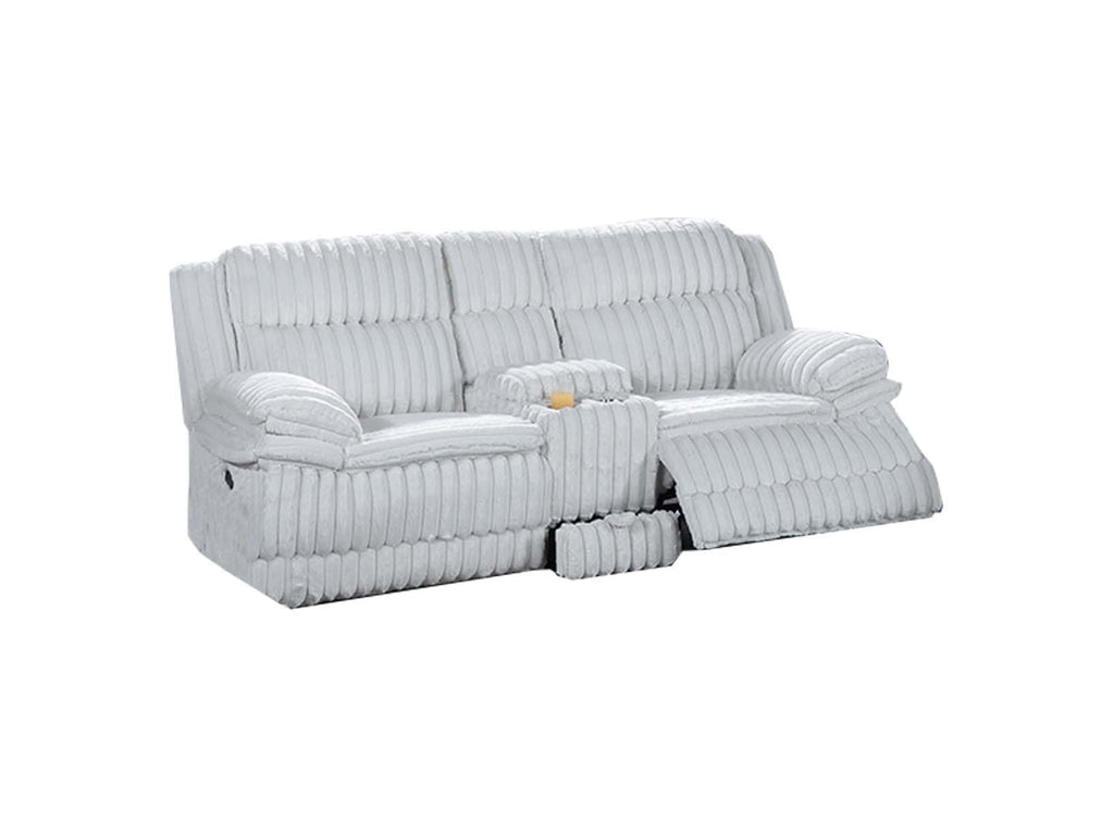 Light Gray Corduroy Loveseat Recliner with Console Drawer X324