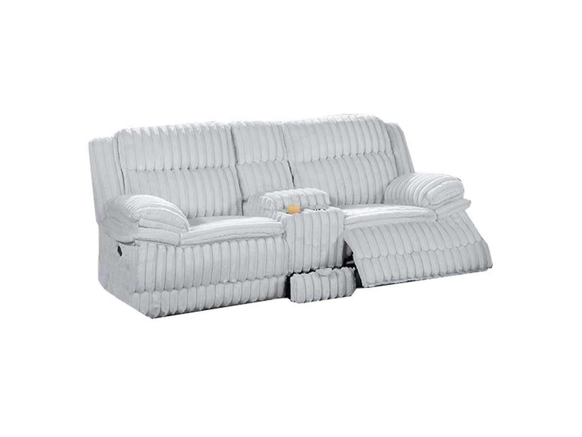 Light Gray Corduroy Loveseat Recliner with Console Drawer X324