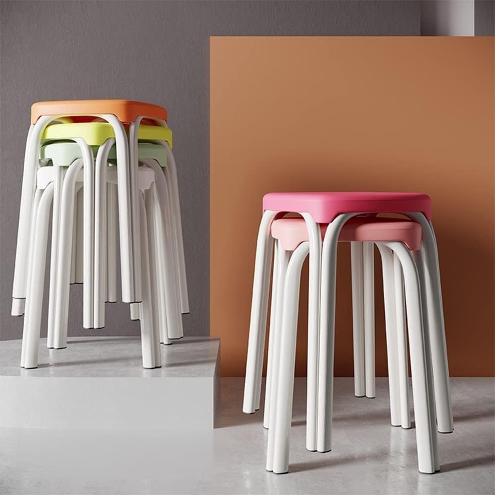 Set of 4 Green Metal Stacking Stools R61036