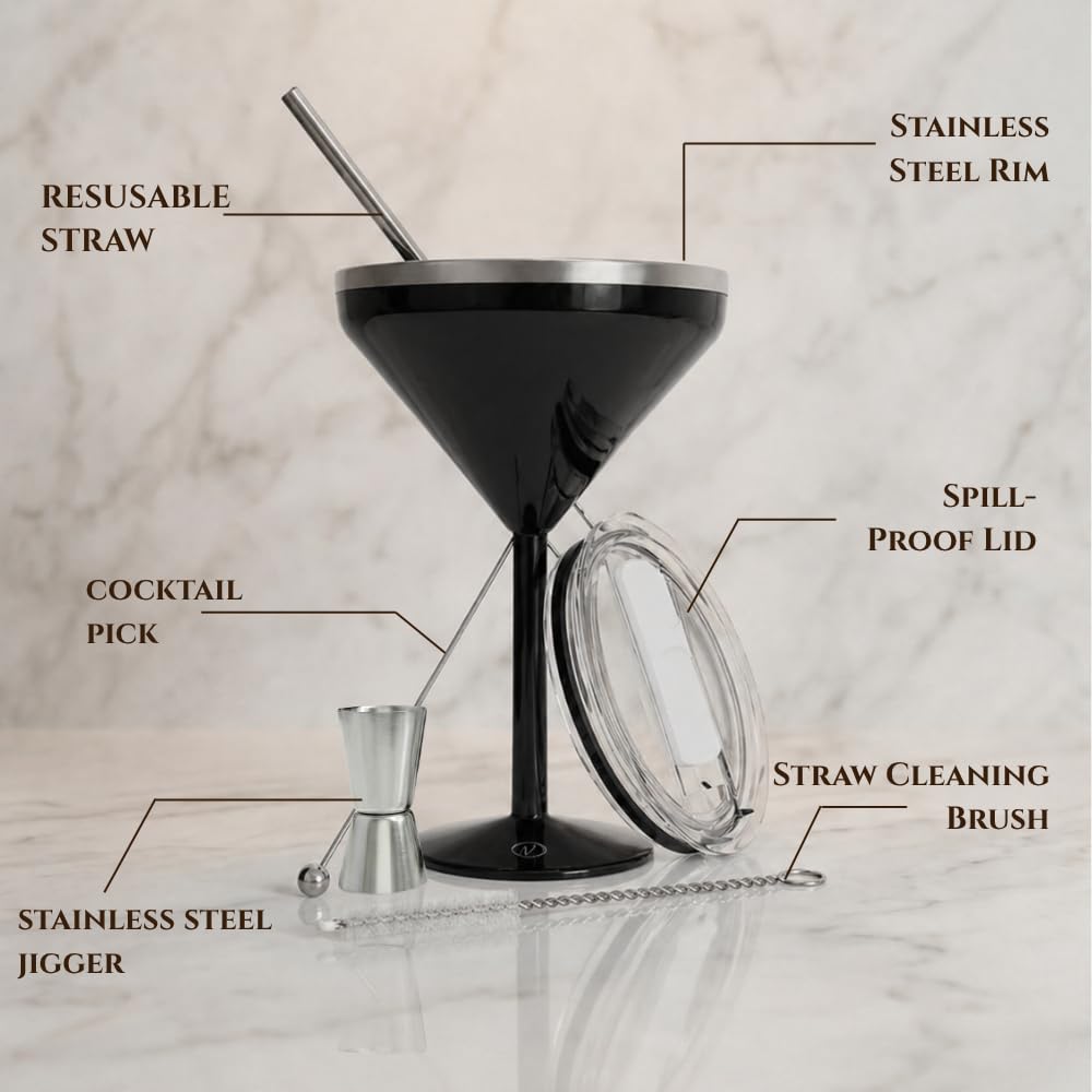 8 oz Stainless Steel Insulated Martini Glass Set of 2 Y3502