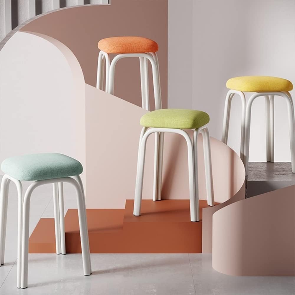 Set of 4 Green Metal Stacking Stools R61036