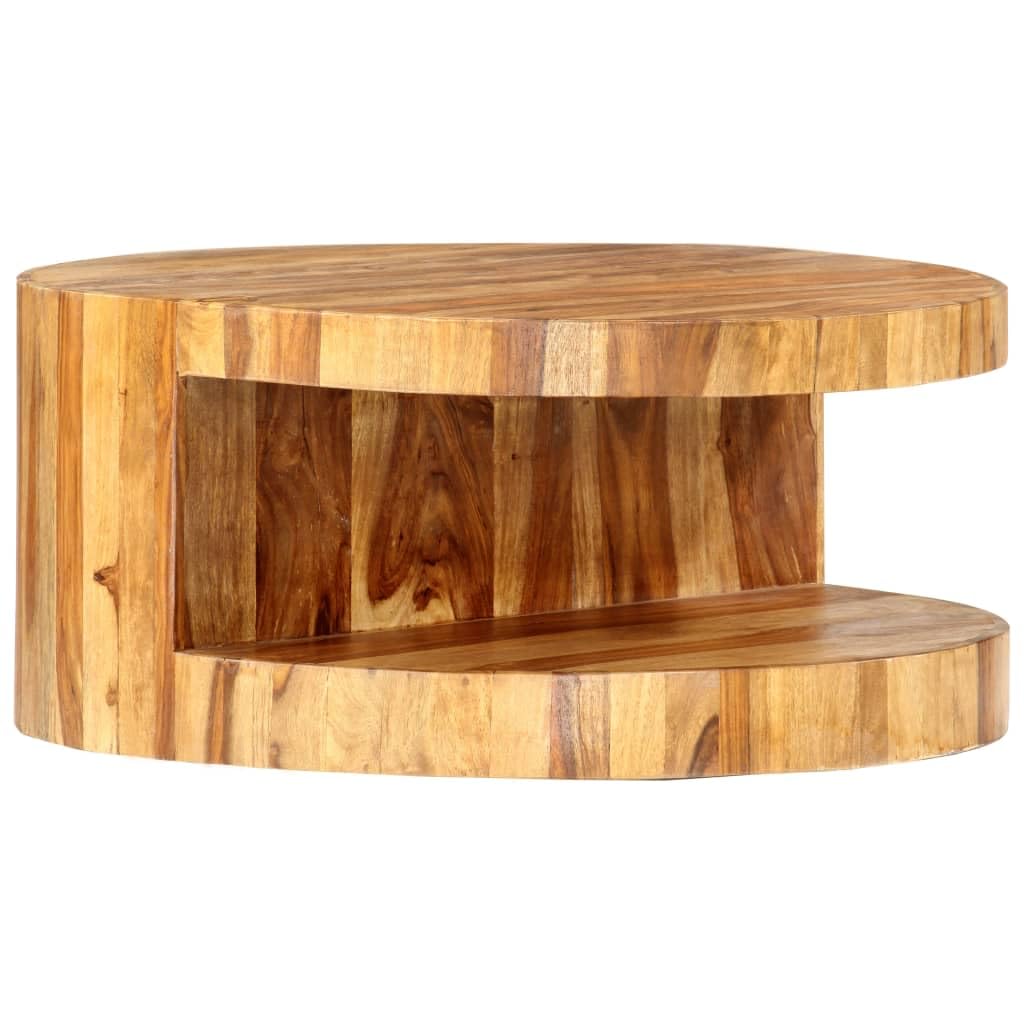 Round Coffee Table 25.6"x11.8" Solid Sheesham Wood O2030