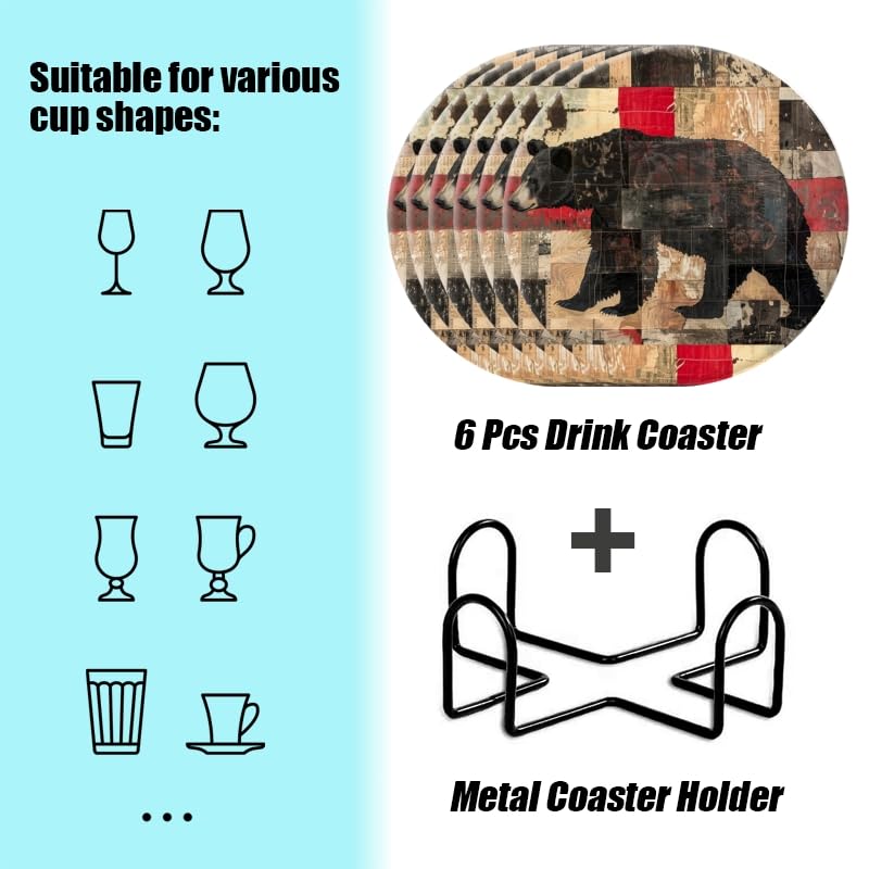 Set of 6 Ceramic Coasters with Holder O34816