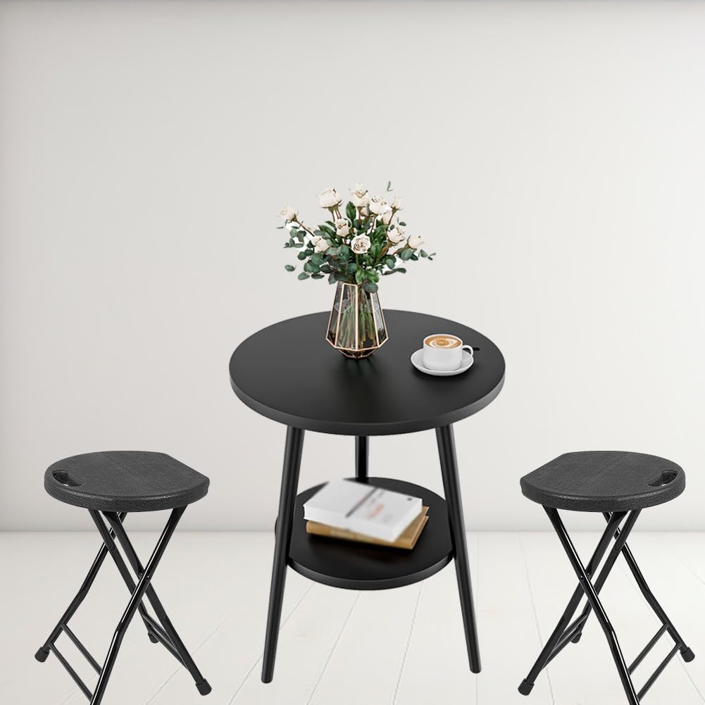 18 Inch Black Folding Plastic Metal Bar Stool L940