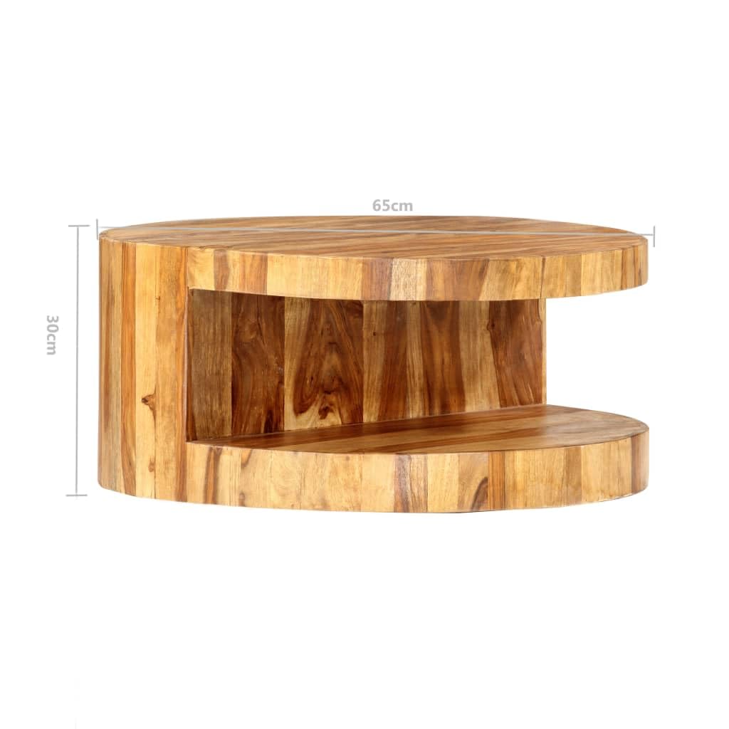 Round Coffee Table 25.6"x11.8" Solid Sheesham Wood O2030