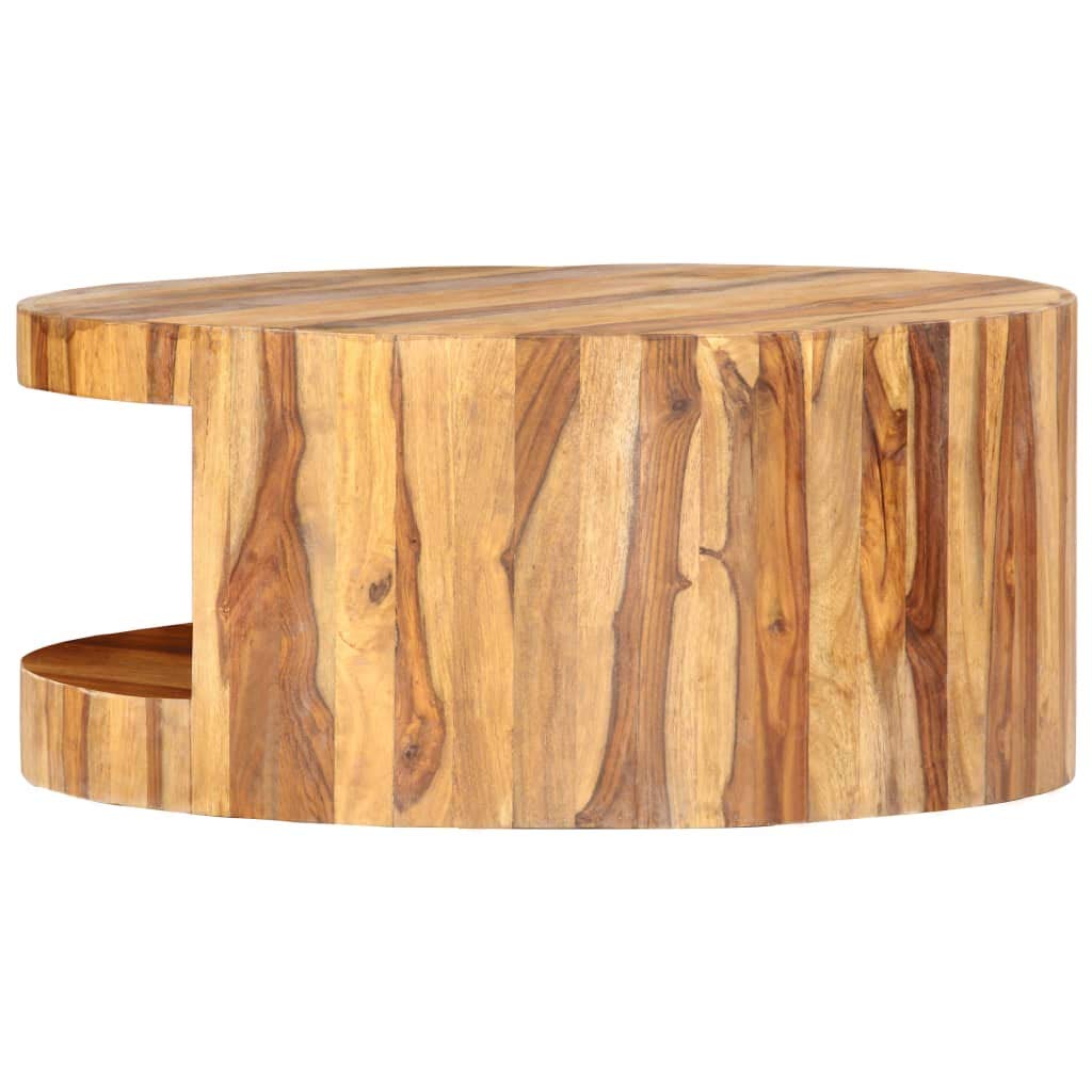 Round Coffee Table 25.6"x11.8" Solid Sheesham Wood O2030