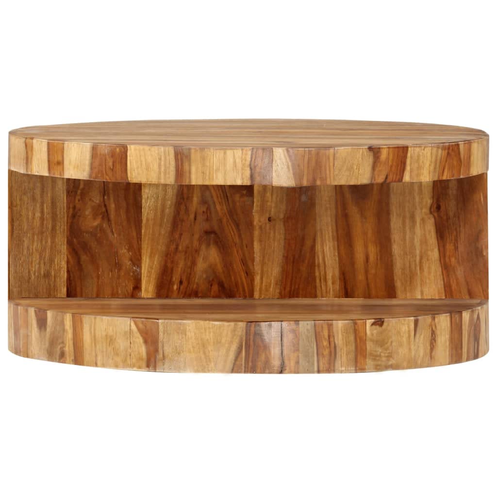Round Coffee Table 25.6"x11.8" Solid Sheesham Wood O2030
