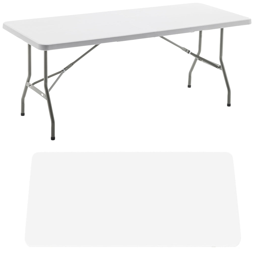 White Plastic Folding Table 6 Ft Heavy Duty Portable P79960