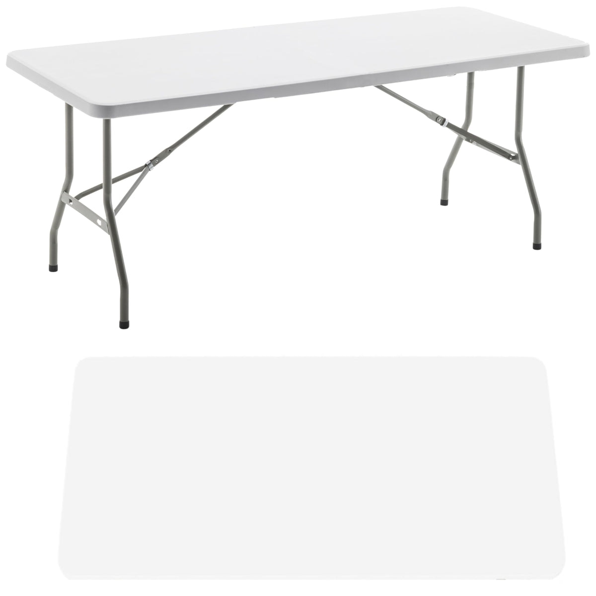 White Plastic Folding Table 6 Ft Heavy Duty Portable P79960