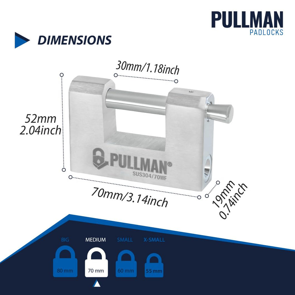Heavy Duty Keyed Alike Padlocks with 4 Keys 2 Pack 70mm L274