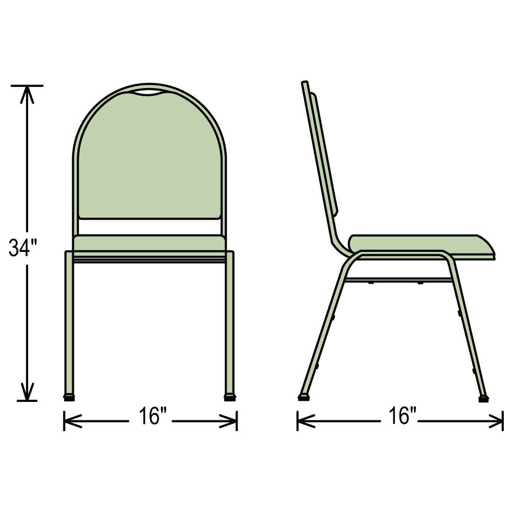Vinyl-upholstered Dome Back Stack Chair with Steel Frame, 300-lb Weight Capacity I280