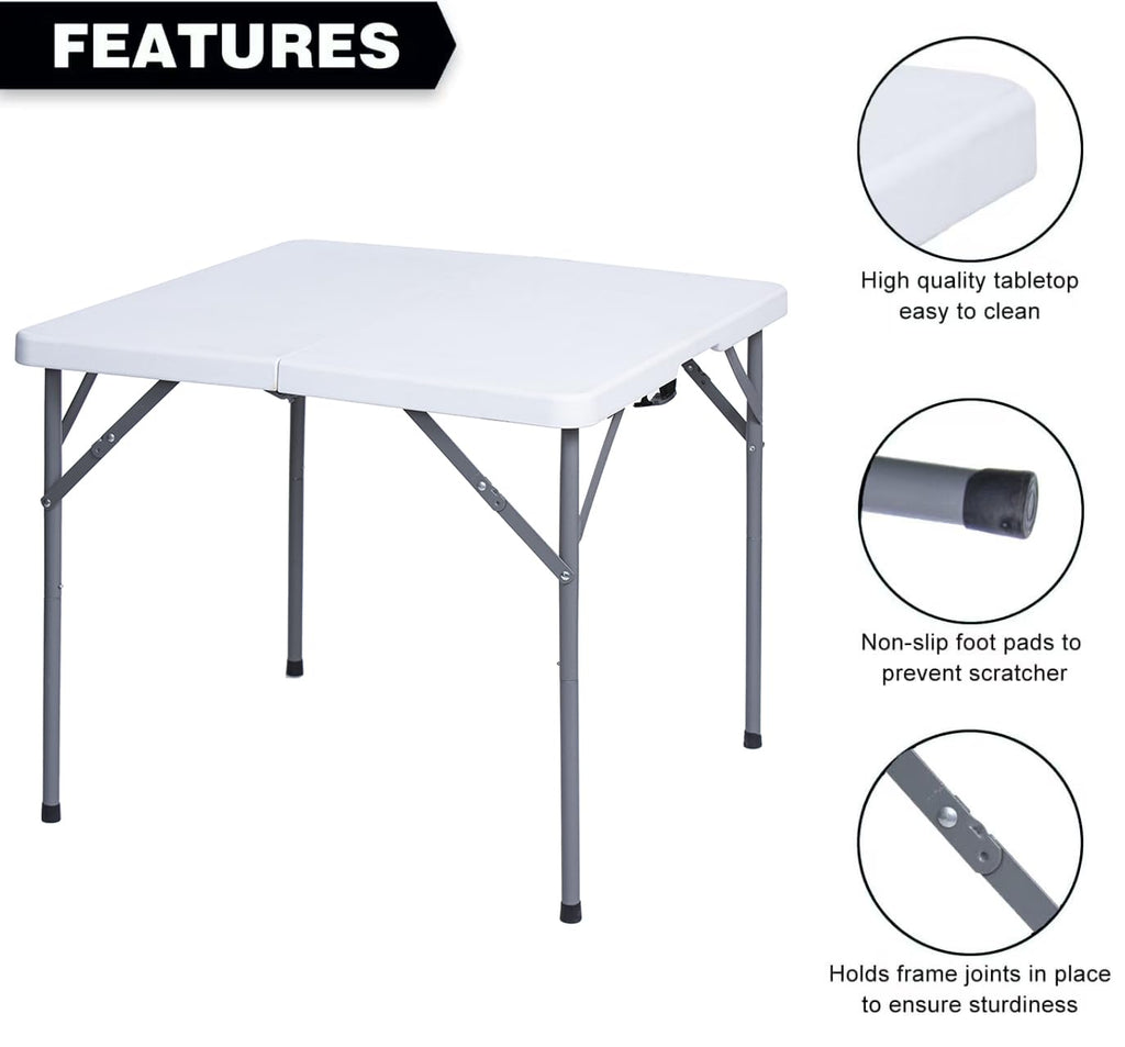 34" Square Folding Card Table White D804092