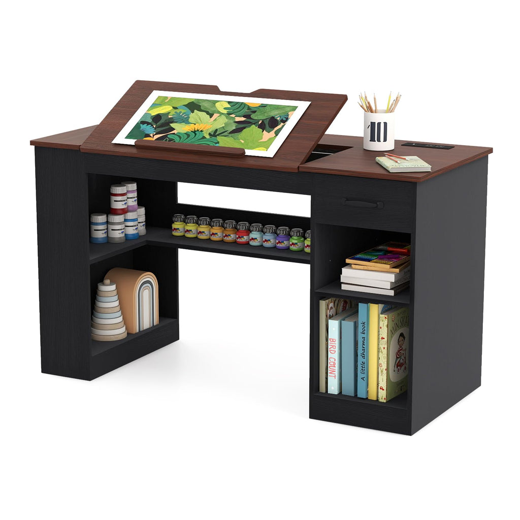55.1" Black Drafting Table F488617