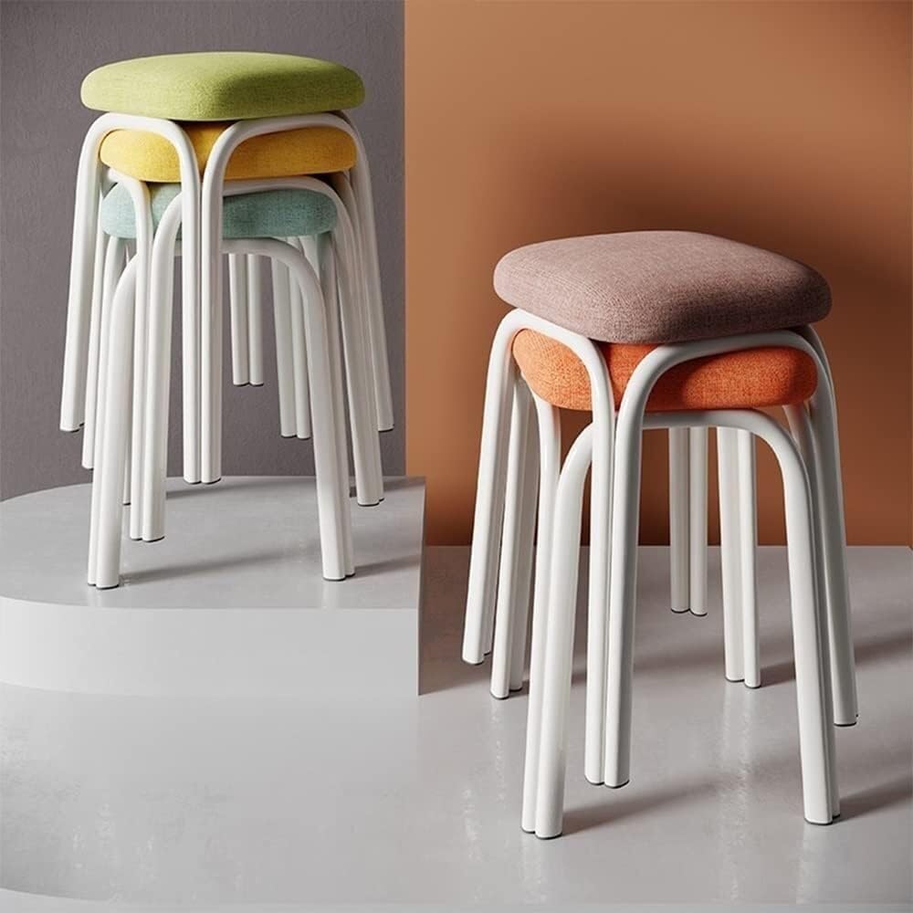 Set of 4 Green Metal Stacking Stools R61036