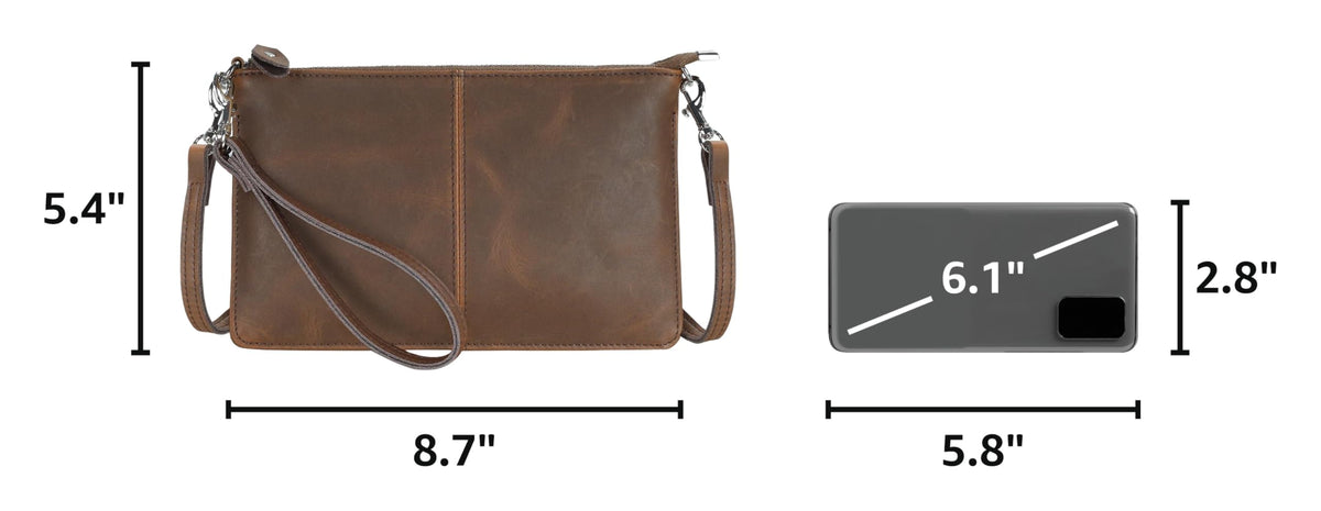 Genuine Leather Small Crossbody Bags Wristlet Wallet Purses Q6981