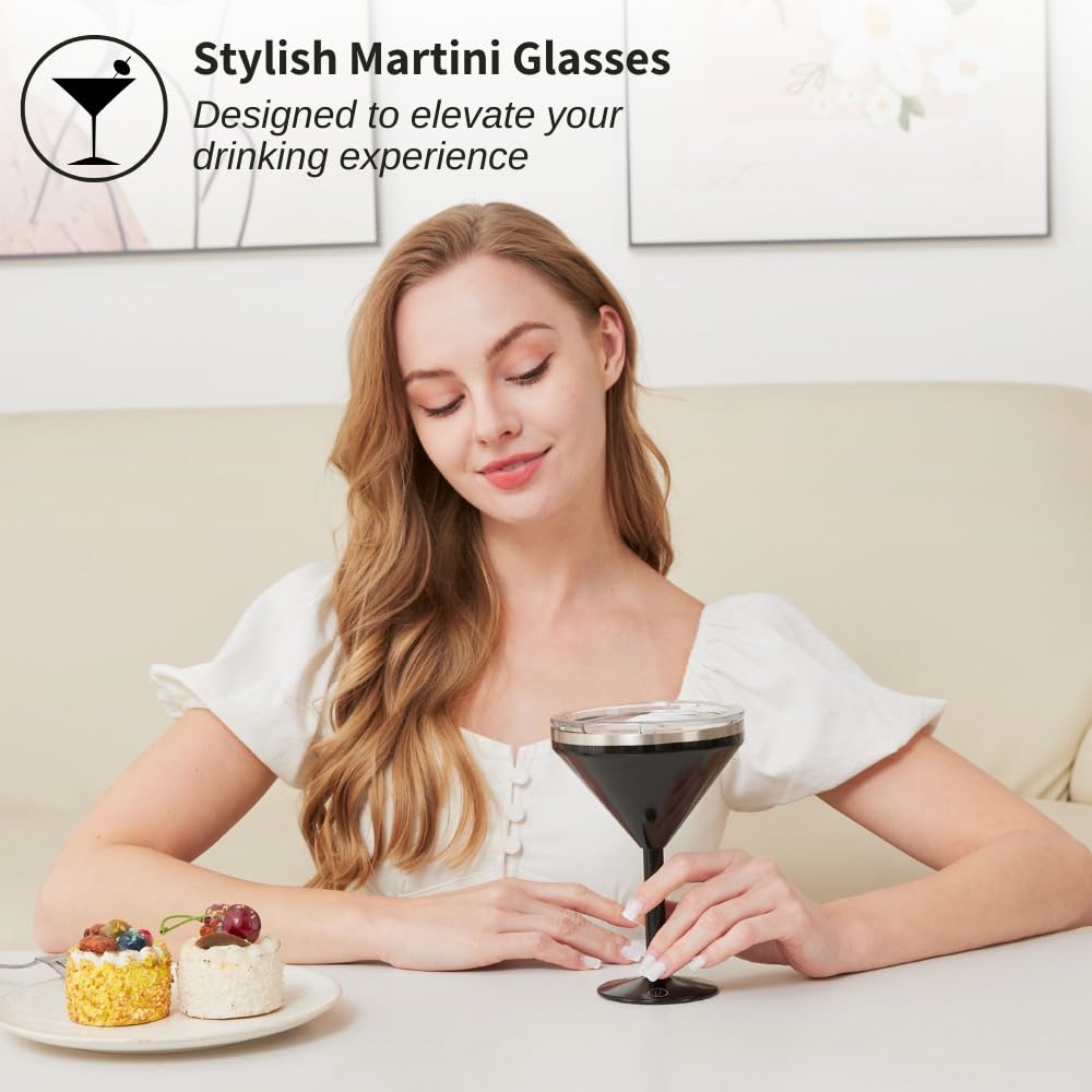 8 oz Stainless Steel Insulated Martini Glass Set of 2 Y3502