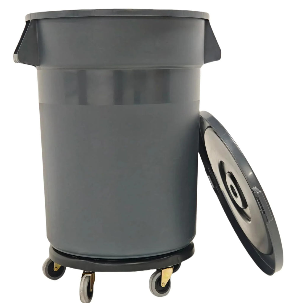 32 Gallon Grey Outdoor Trash Can with Lid and Wheels V331