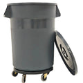32 Gallon Grey Outdoor Trash Can with Lid and Wheels V331