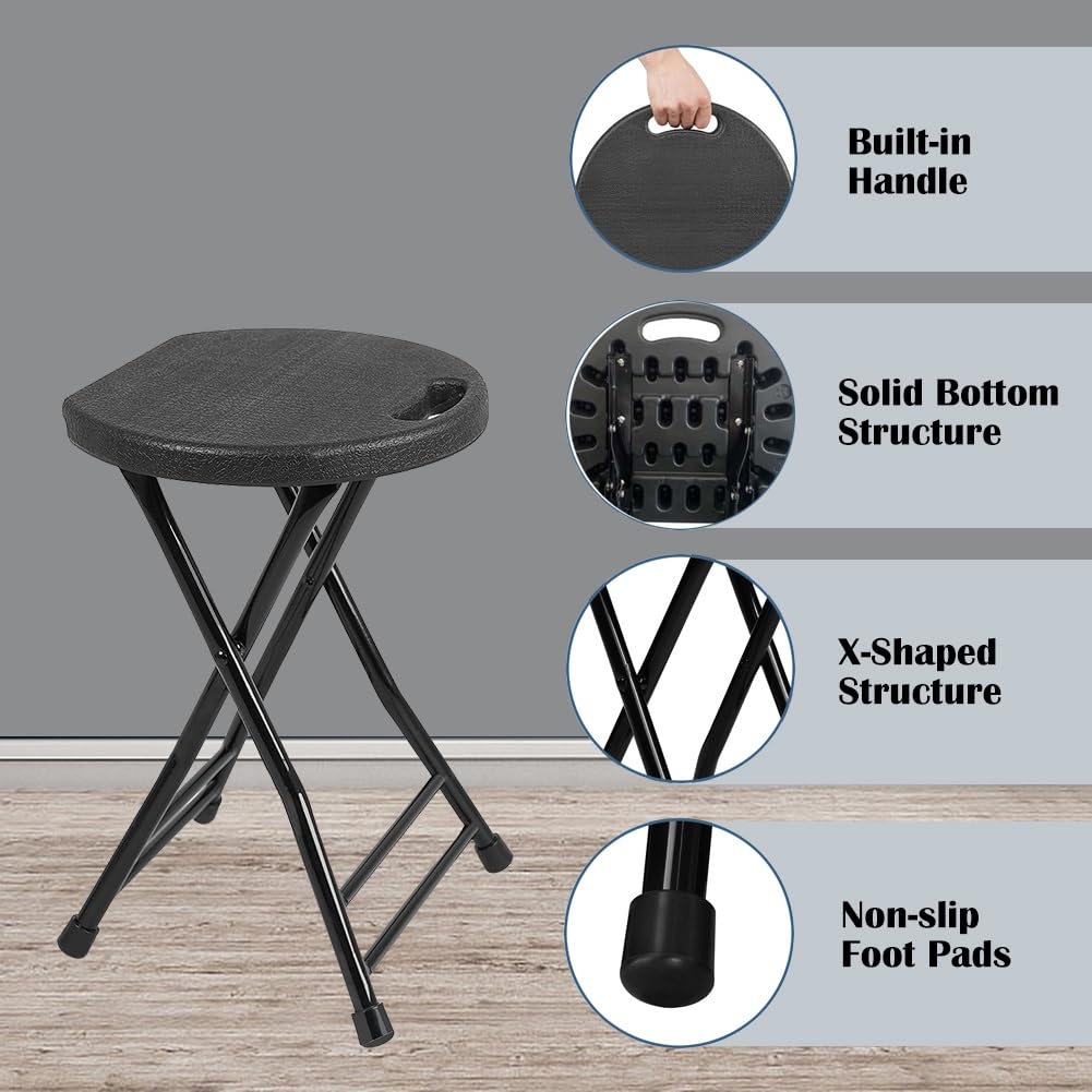 18 Inch Black Folding Plastic Metal Bar Stool L940