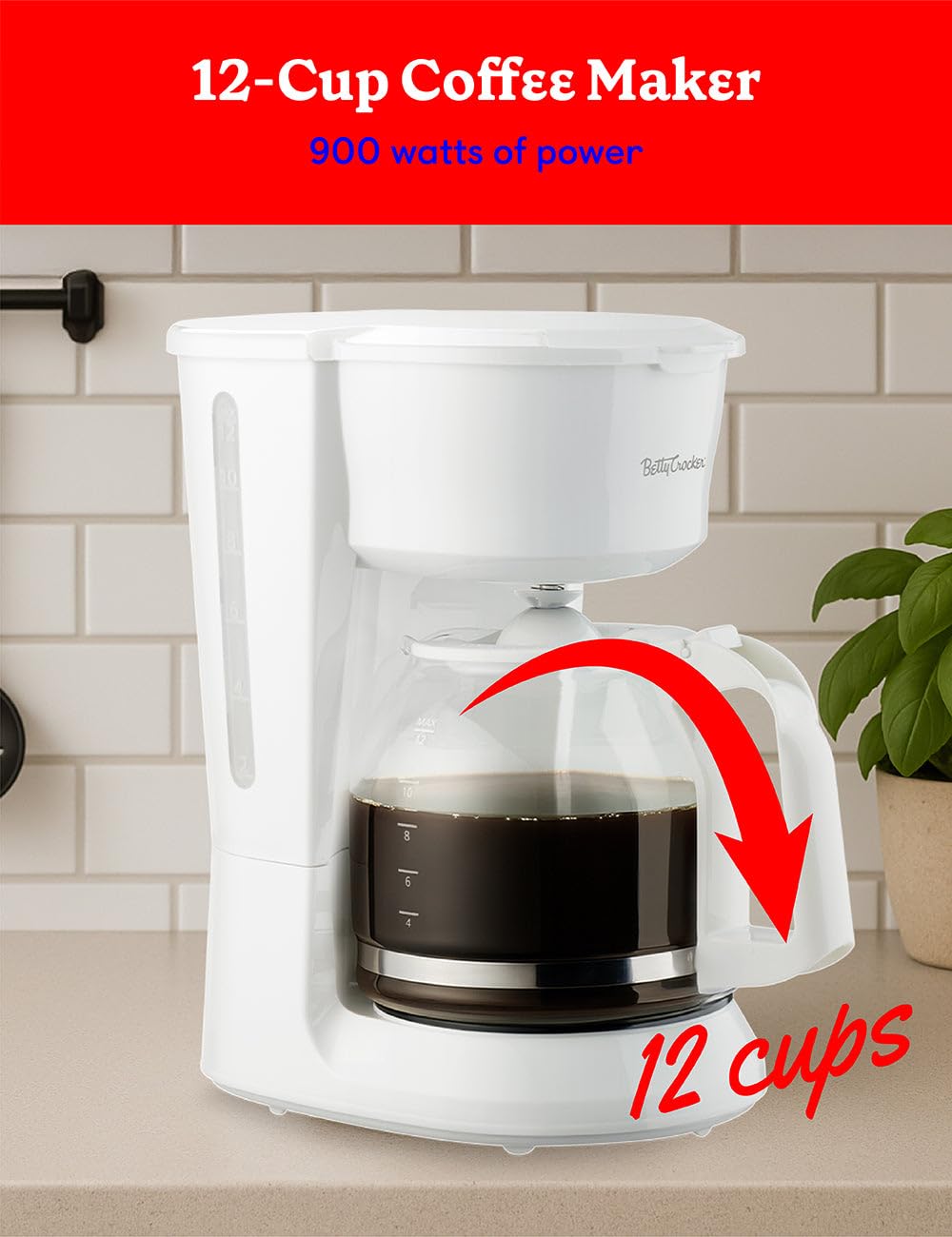 12-Cup Drip Coffee Maker with Glass Carafe E844