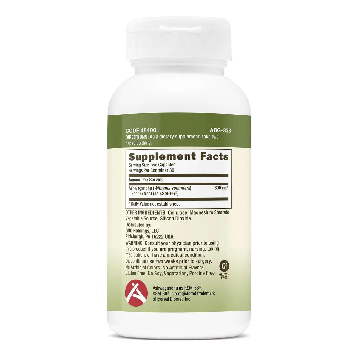 Ashwagandha 600mg 30 Servings X180
