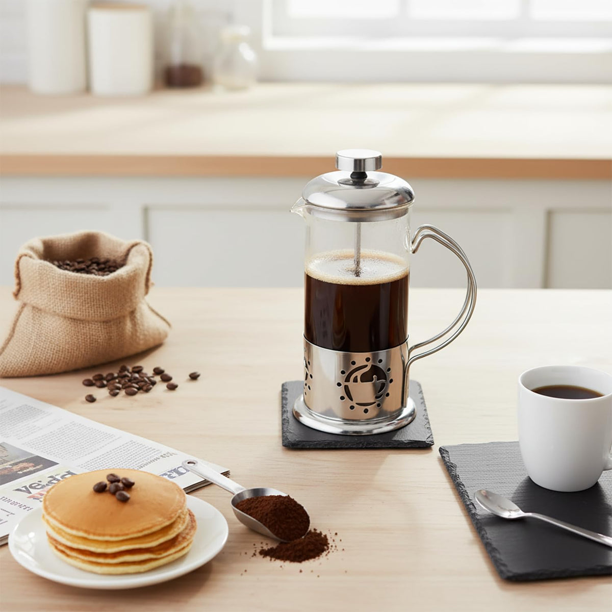 12 oz Glass Stainless French Press Coffee Maker N895