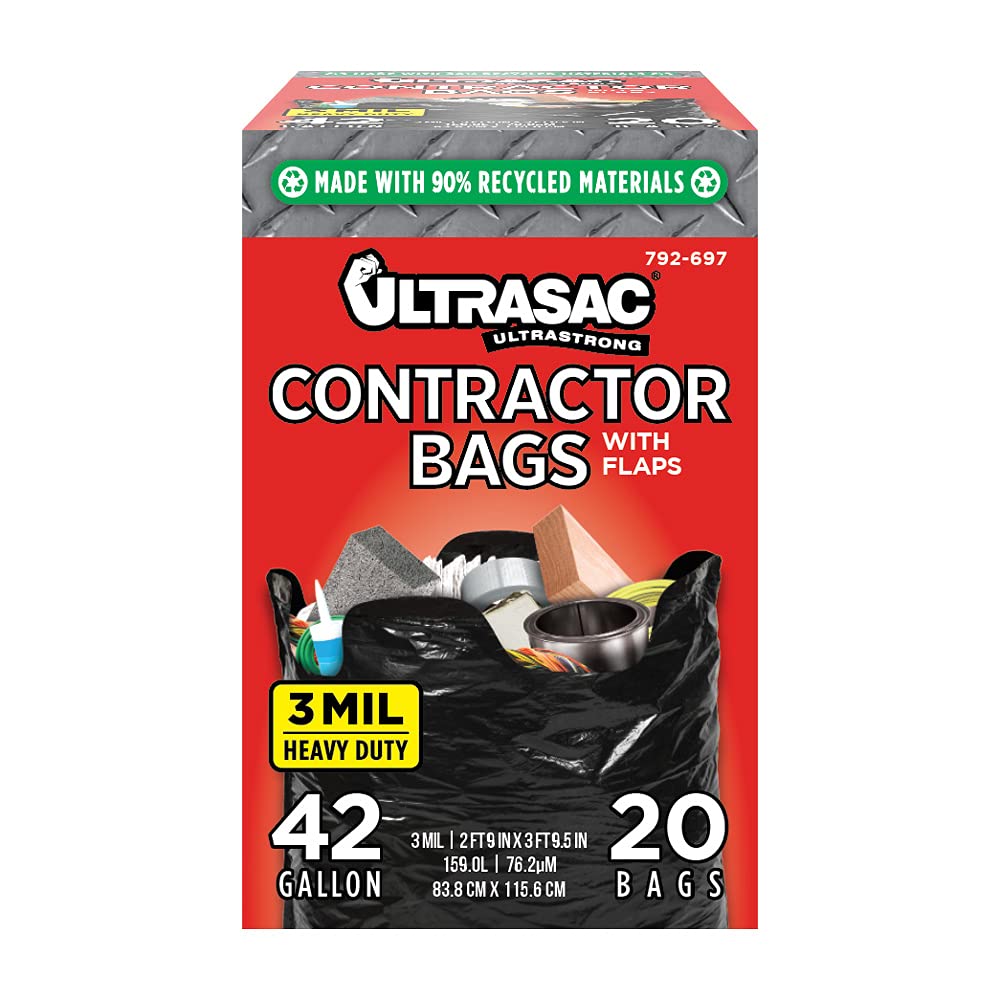 42 Gallon 120 Pack Black Heavy Duty Contractor Bags S748148
