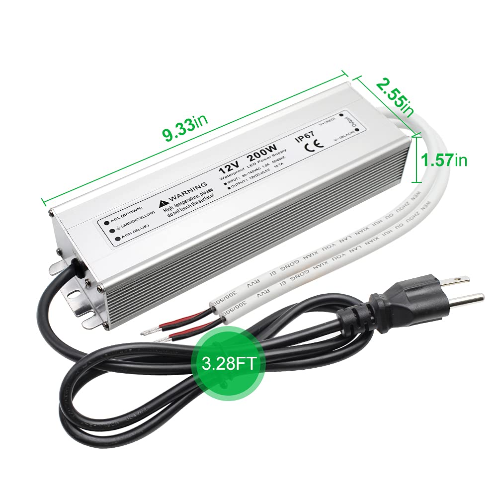 200W 12V LED Power Supply & 50FT 18 Gauge Wire G73793