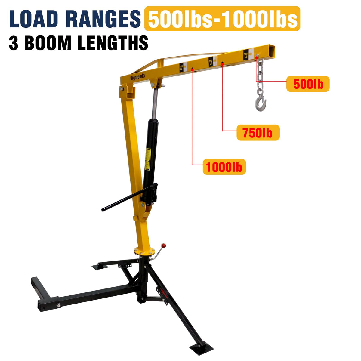 1000lb Capacity Hydraulic 360° Swivel Truck Crane S8638