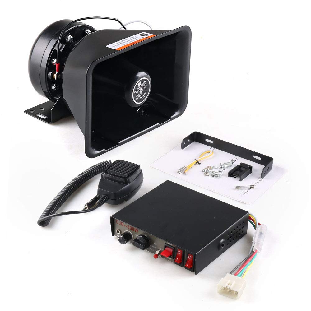 12V 200W 9 Tones Car Warning Alarm Siren Horn Speaker with Microphone L576