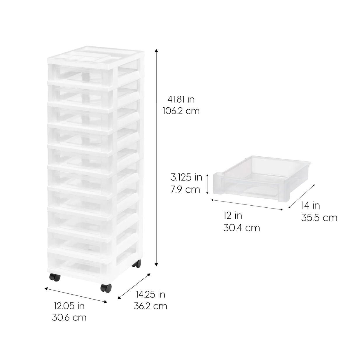 10 Drawer Rolling Storage Cart Q2576