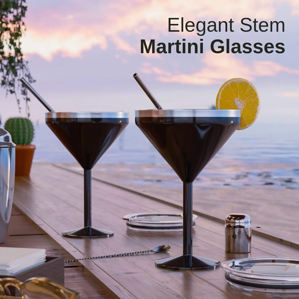 8 oz Stainless Steel Insulated Martini Glass Set of 2 Y3502