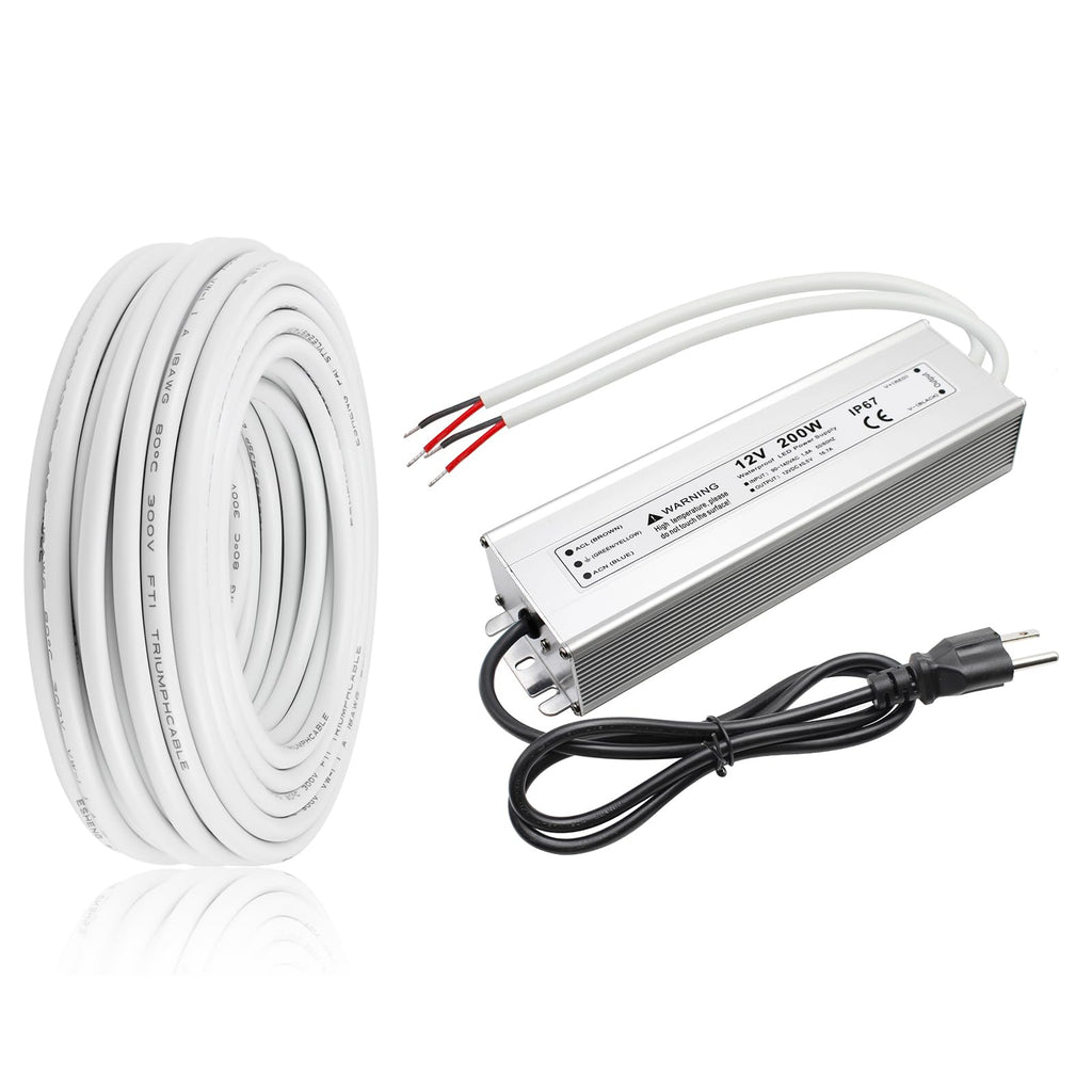 200W 12V LED Power Supply & 50FT 18 Gauge Wire G73793