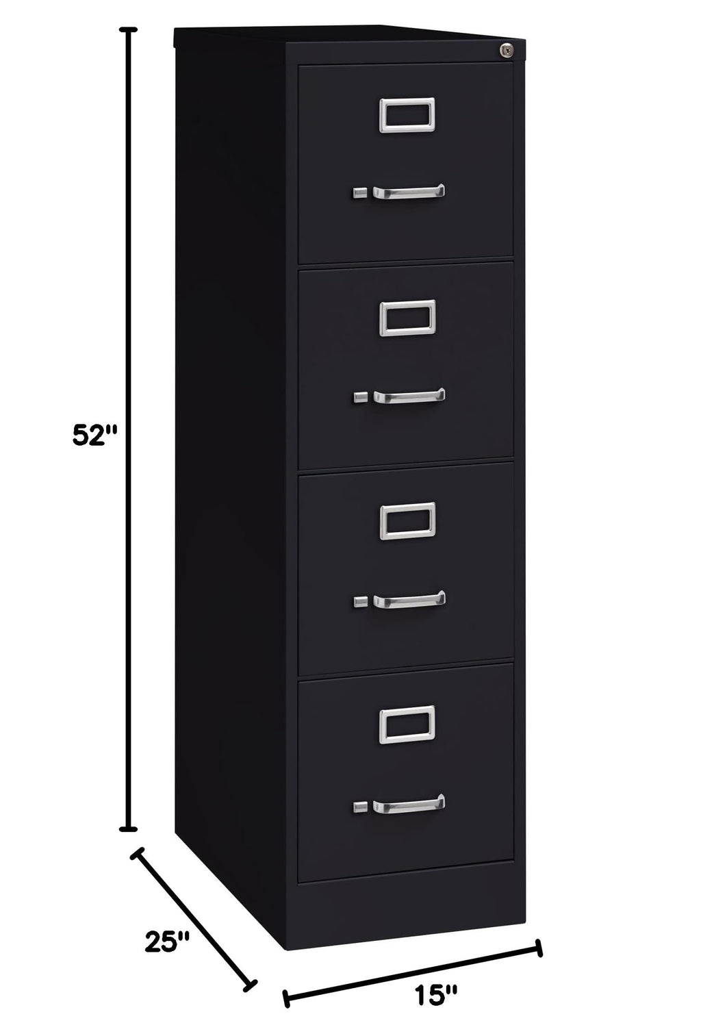 4 Drawer Vertical File with Lock, Black V6212