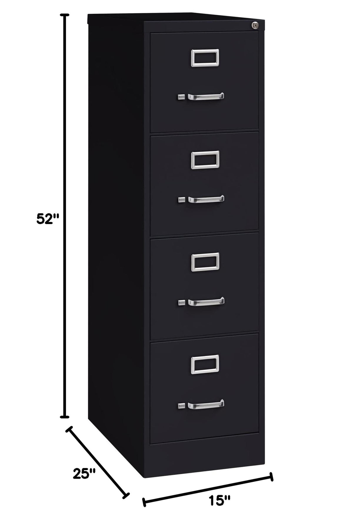 4 Drawer Vertical File with Lock, Black V6212