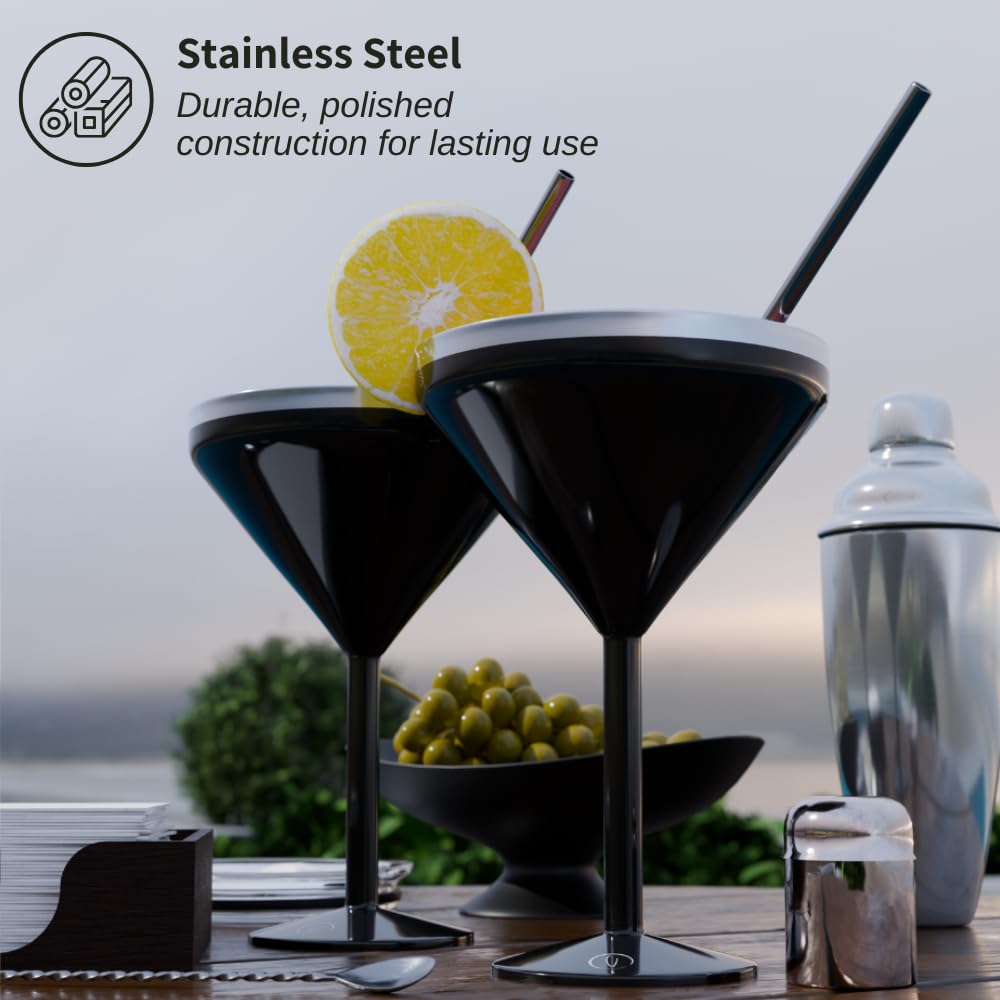 8 oz Stainless Steel Insulated Martini Glass Set of 2 Y3502