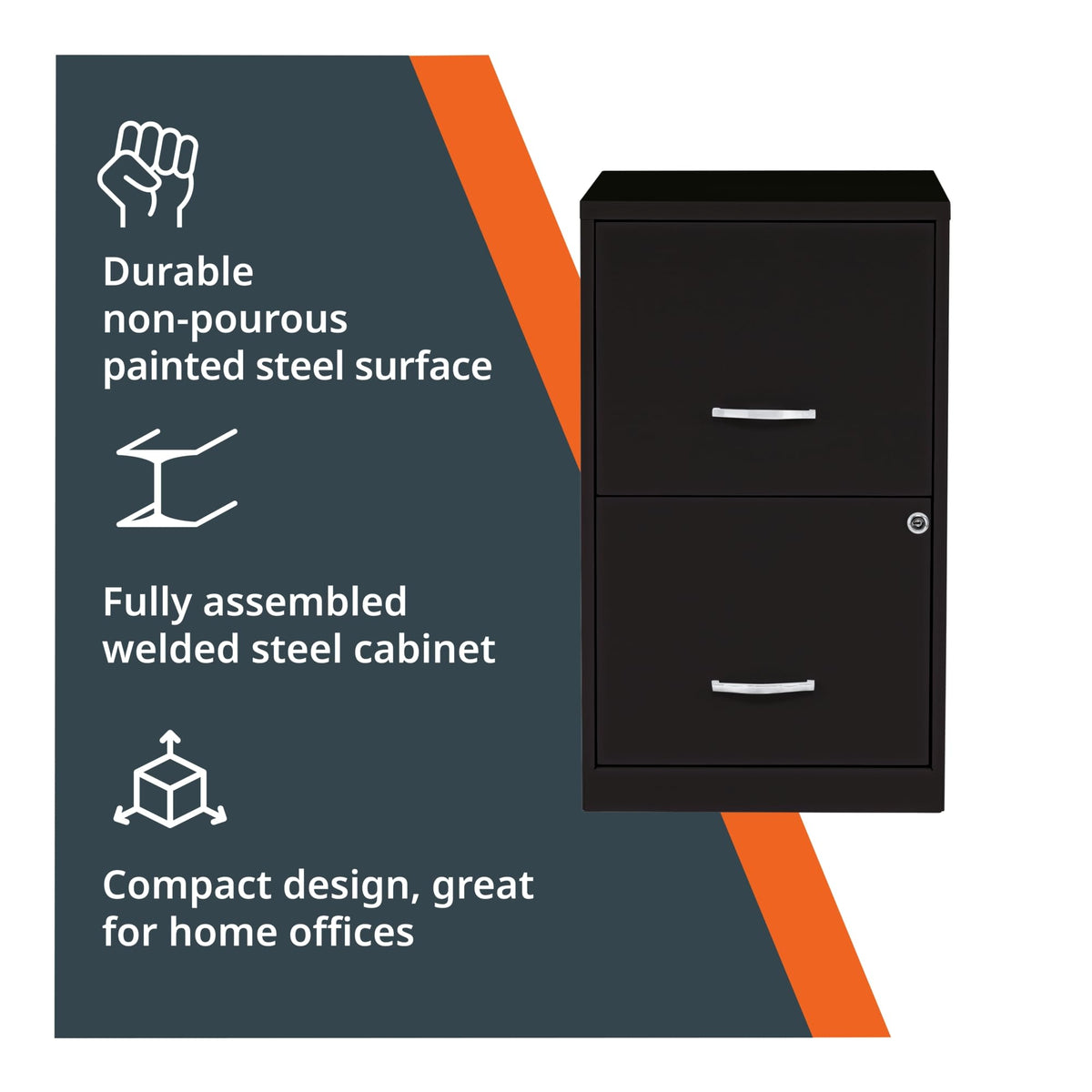 2 Drawer Locking Steel Filing Cabinet H450