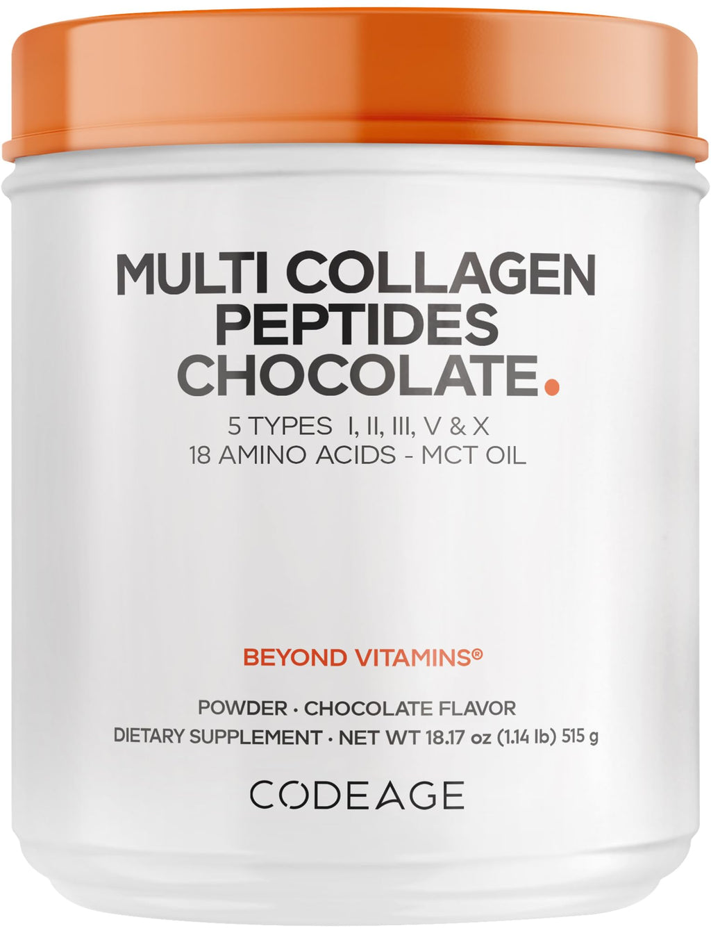 Multi Collagen Protein Powder, MCT Oil, Chocolate, 18 oz H488