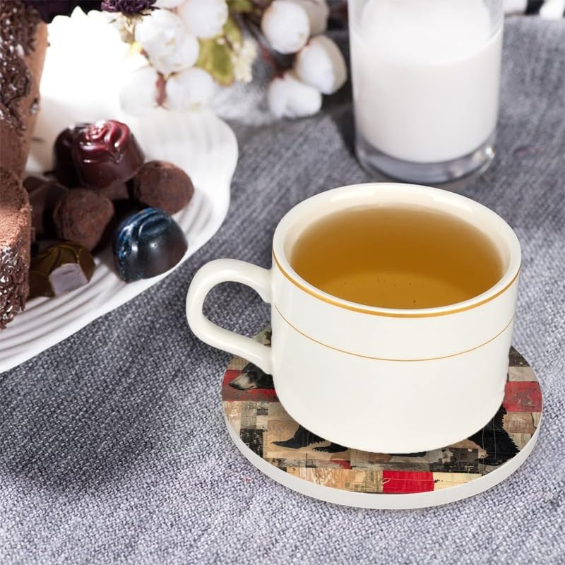 Set of 6 Ceramic Coasters with Holder O34816