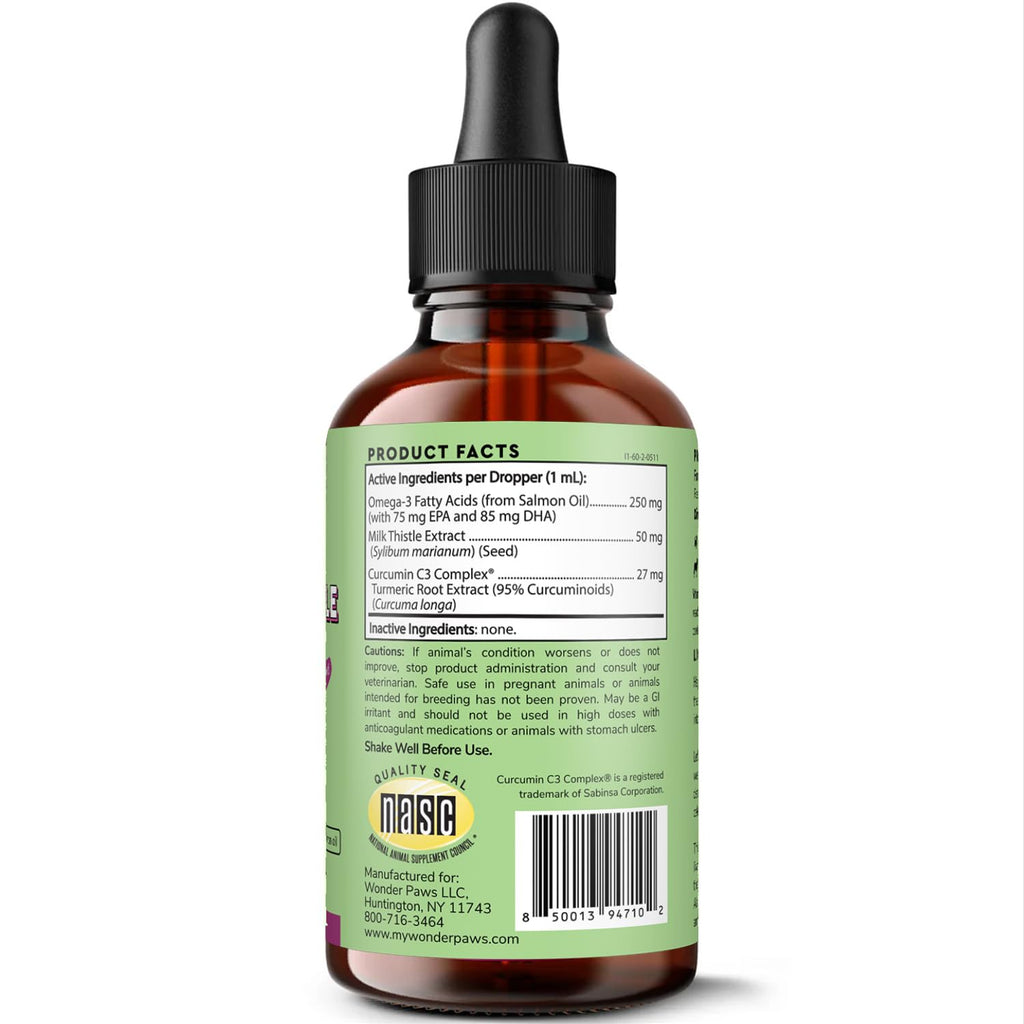 Milk Thistle Liver Support for Dogs with Salmon Oil & Curcumin 2 Oz Y599957