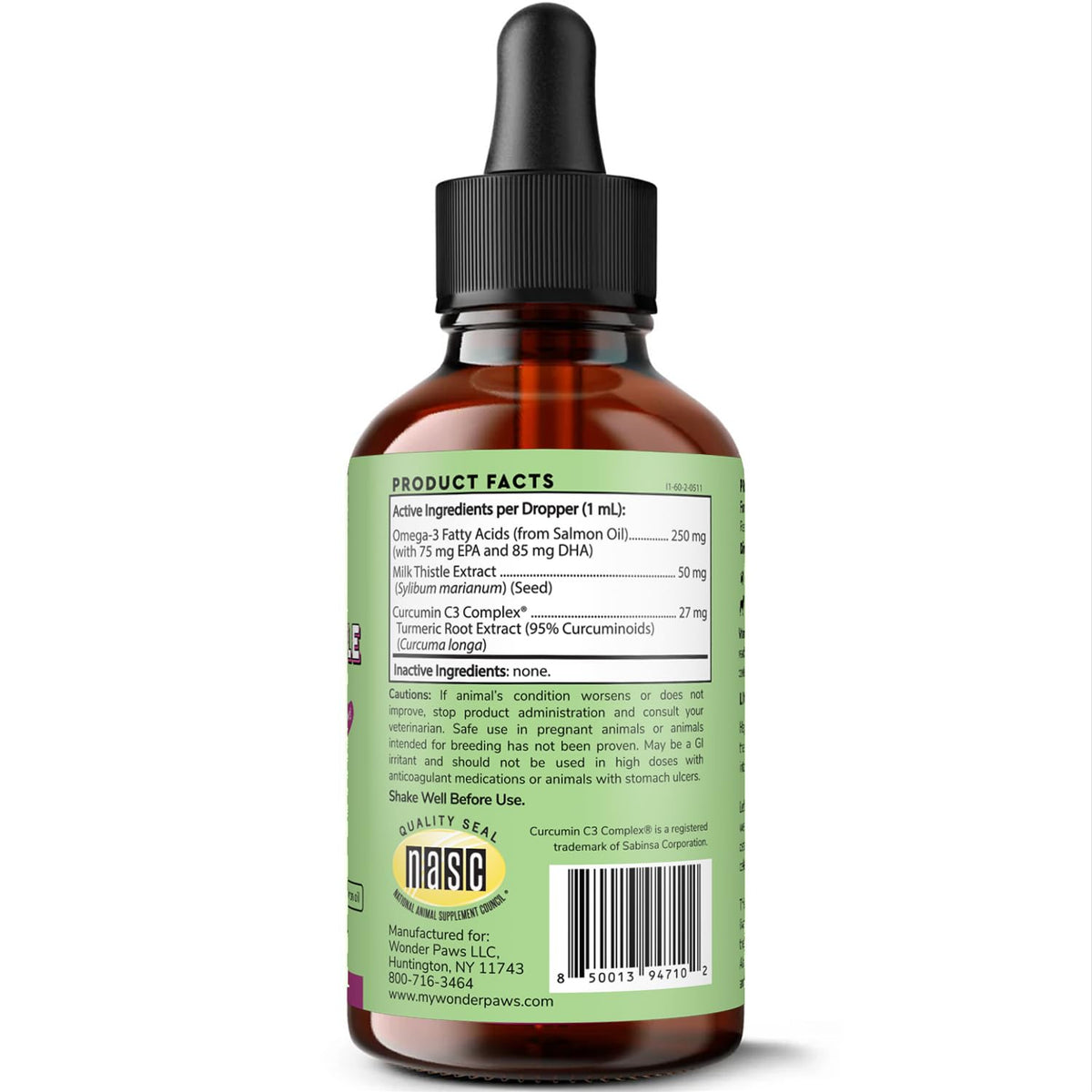 Milk Thistle Liver Support for Dogs with Salmon Oil & Curcumin 2 Oz Y599957