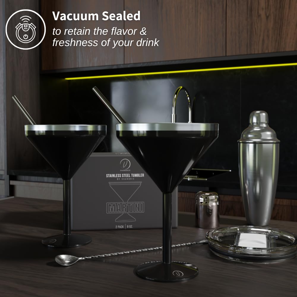 8 oz Stainless Steel Insulated Martini Glass Set of 2 Y3502
