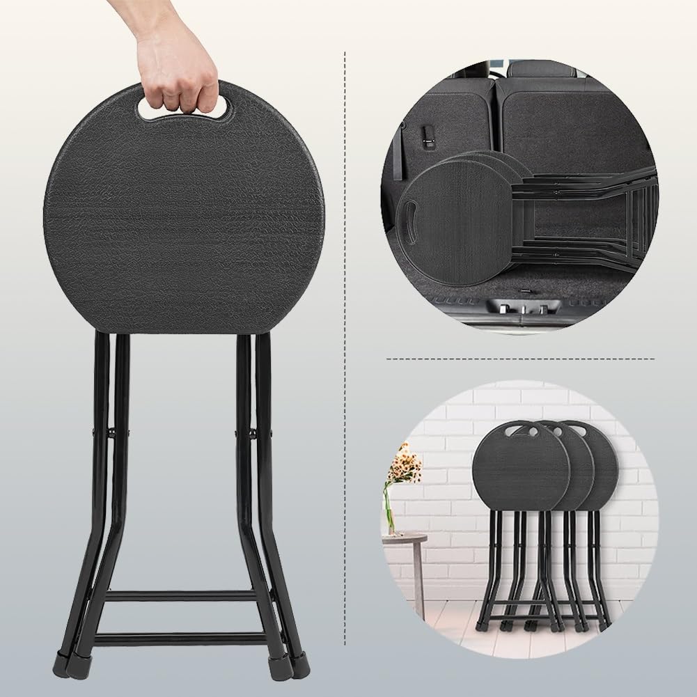 18 Inch Black Folding Plastic Metal Bar Stool L940
