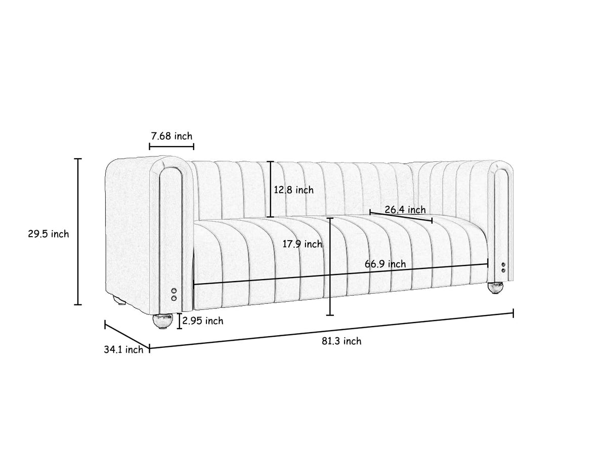 Blue Tufted Velvet Sofa with Metal Legs X921