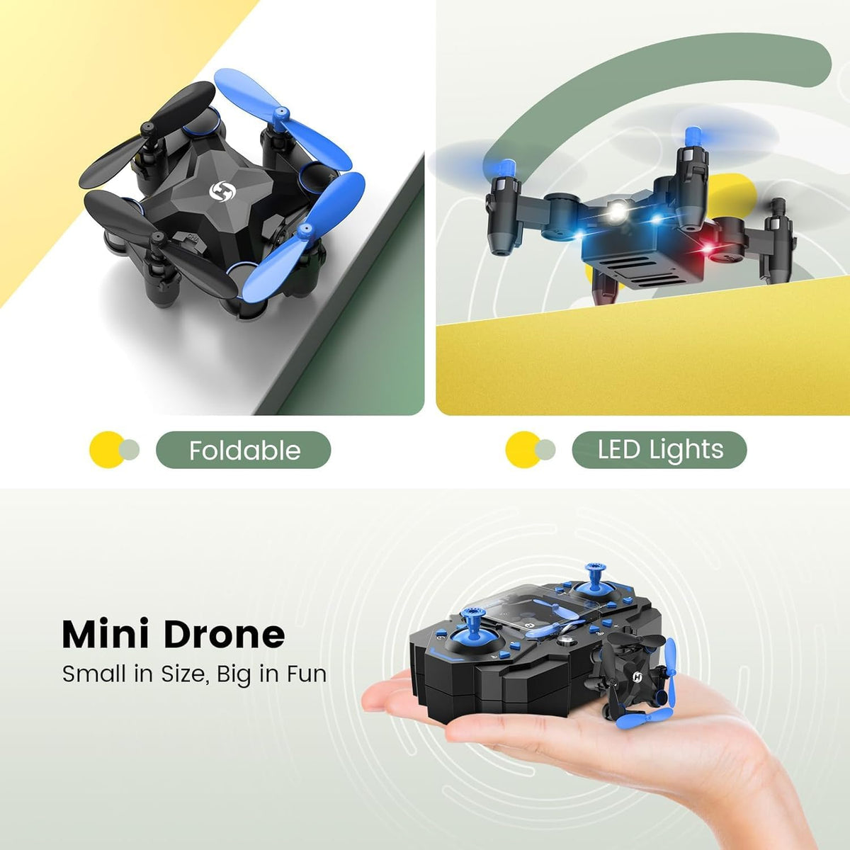 Foldable Mini Drone Blue D32655