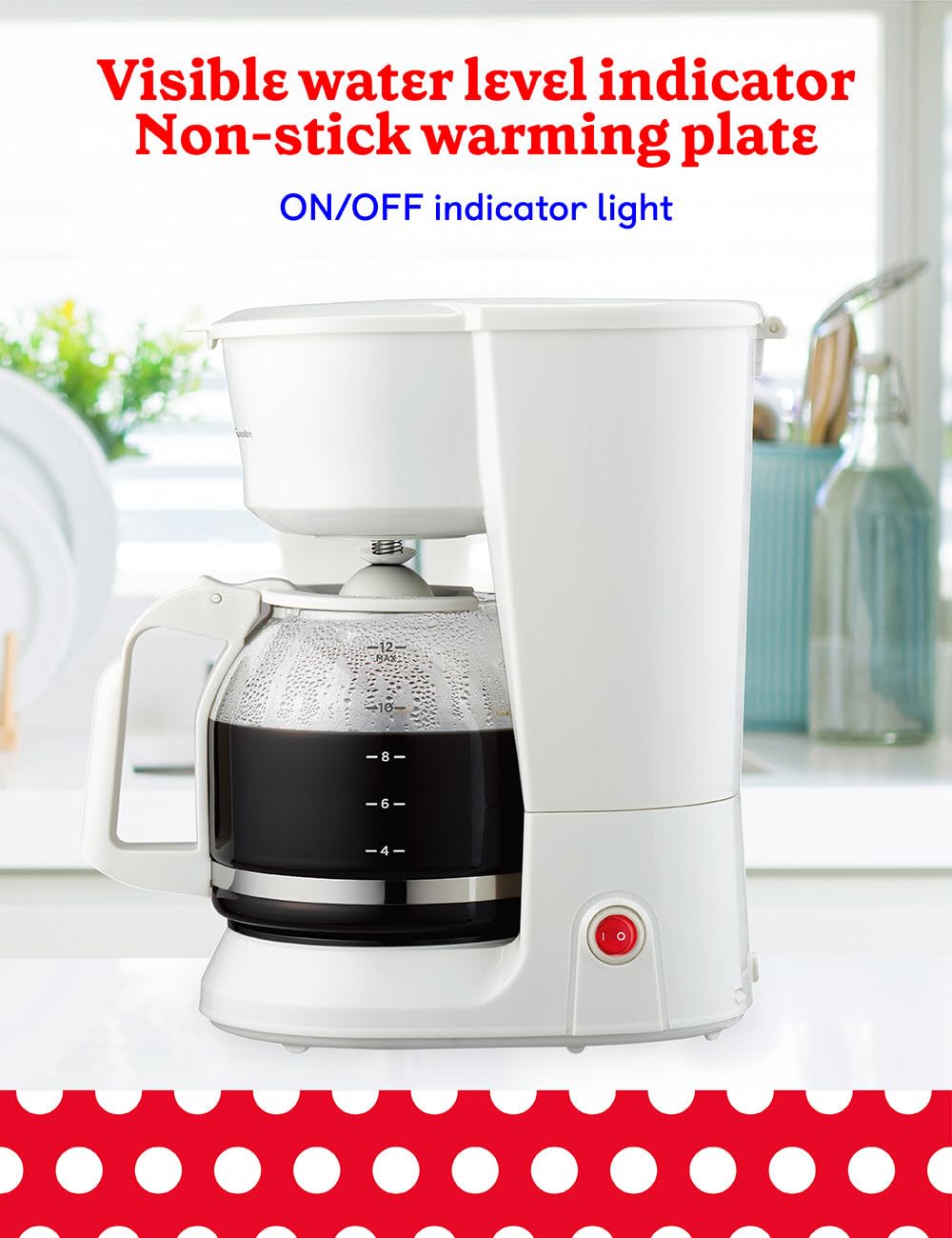 12-Cup Drip Coffee Maker with Glass Carafe E844