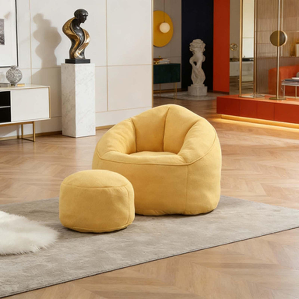 Yellow Memory Foam Bean Bag Chair with Footrest C88257