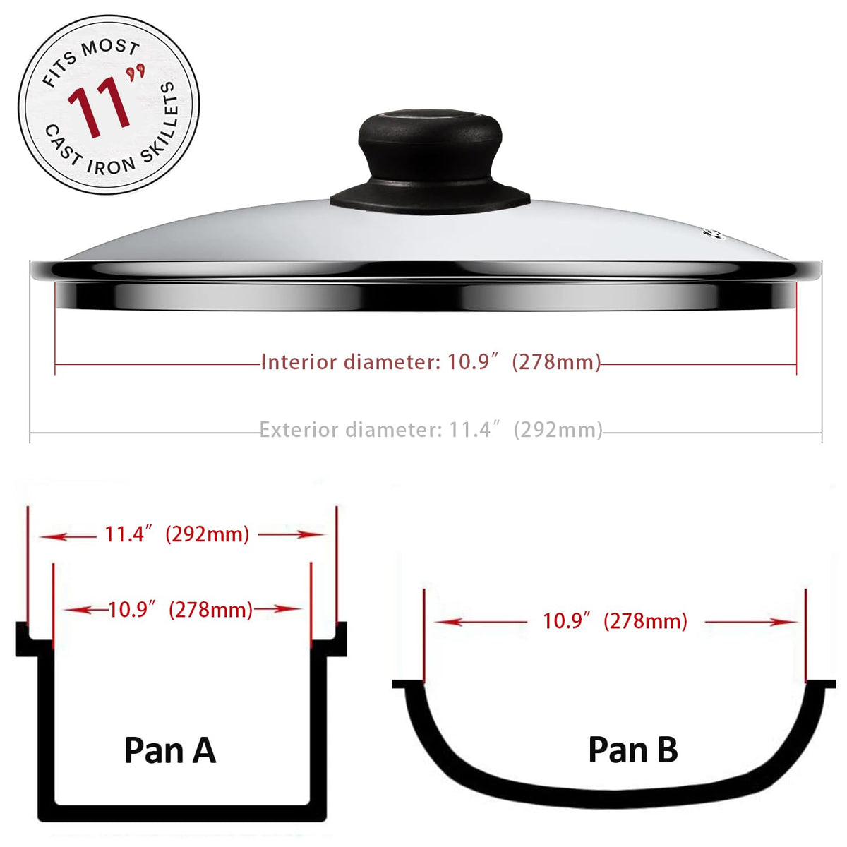 11 Inch Tempered Glass Pan Lid U607033